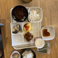 無料軽朝食。メニュー変化はほぼなかったけど、十分でした！