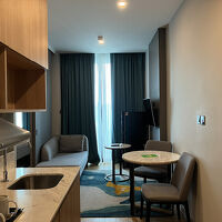 玄関を入るとリビング、簡易キッチン装備