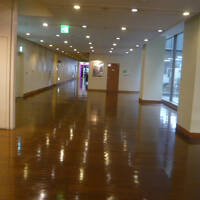 明るい廊下です。フロントに行くのに面倒くさいです。