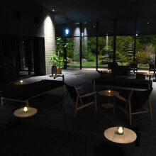 黒を基調とした館内。統一感があります。