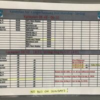 ローカルバスのタイムテーブル