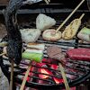 囲炉裏で夕食