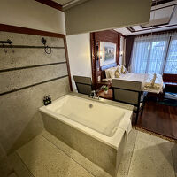 おしゃれな浴槽...４階は扉がなく、手動のブラインドだけ、