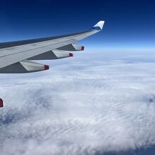 主翼にもコーポレートカラーの装飾が。