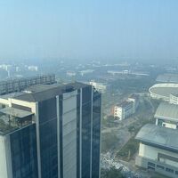 ２日目朝、部屋からの景色。曇り空