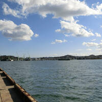 ホテル近くの海岸から見た、東方面の景色