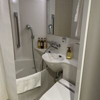 めっちゃ狭いバスルーム。ゴミ箱も置いてない