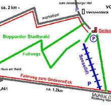 ラインの大蛇行の展望台へのMap