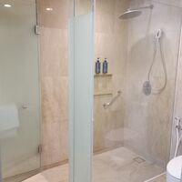 バスルームにバスタブはないがシャワーとトイレは一応 ガラスの