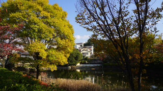 三ツ池という大きな池が中心にある公園