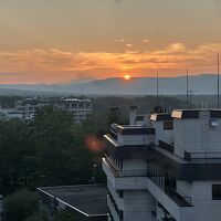 湯上がり休憩場所からの夕日