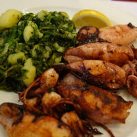 夕食のイカのグリル。香ばしくて美味しかった