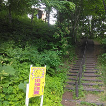 階段の上り口です。熊注意の看板がありました
