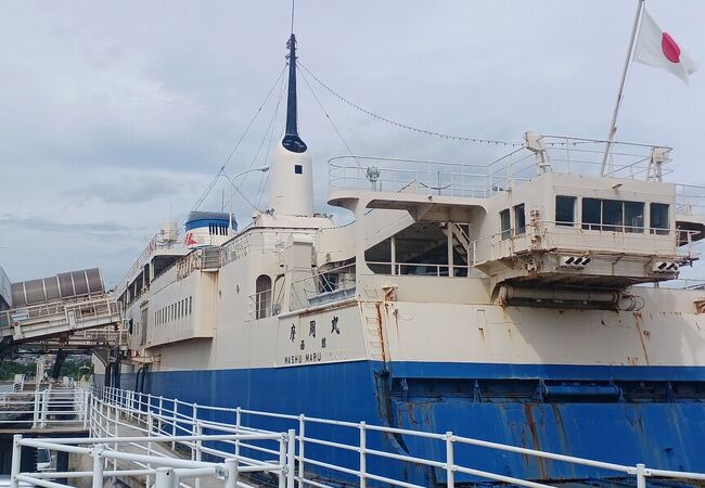 函館駅の海沿いにある青函連絡船摩周丸