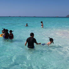 小さい子たちも安心してシュノーケリングの練習をしていました。