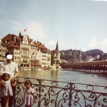 ルツェルン・カペル橋で