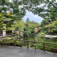 ロビーから中庭を望む