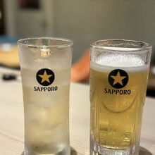 生ビールと角ハイボール