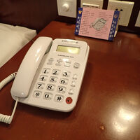 部屋の電話は飾りで通じません