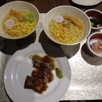 ステーキと塩ラーメン