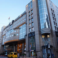 近代的な外観。エルジェーベト公園に面して建つ