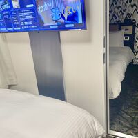 仕切りの奥の部屋と繋がったコネクティングルームでした。