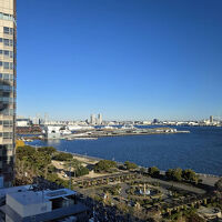 朝の眺望で影はマリンタワーです