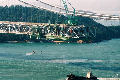 瀬戸大橋（北備讃瀬戸大橋）建設中』鷲羽山・児島・瀬戸大橋周辺