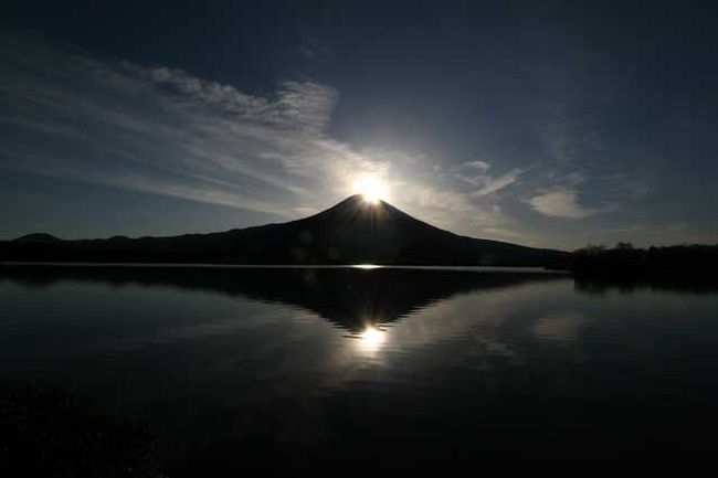 田貫湖(静岡県富士宮市)で、１年に２回(４月と８月の２０日頃)富士山頂と田貫湖に写った富士山から太陽が昇る“ダブルダイヤモンド富士”を見て来ました。<br />私が行った２２日は、土曜日で午前２時頃に到着したのですが湖畔北側の駐車場はすでに満車で湖畔の道路にまであふれていました。仕方ないので湖畔南側へ止め、そこから数分歩いて撮影ポイントを決めました。<br />私が、星を撮影していると空いていた私の廻りも次第にカメラマンでいっぱいになりました。