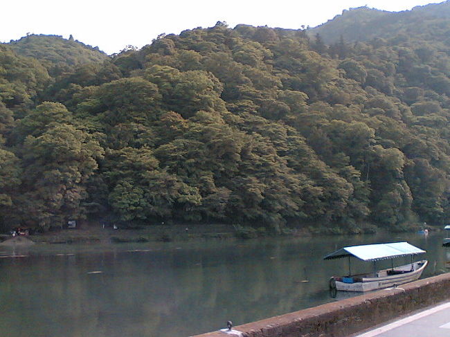 美空ひばり館の道から渡月橋交差点を右折します。<br />阪急嵐山線｢嵐山駅｣から渡月橋を渡った場合は、渡月橋交差点を左折です。<br /><br />渡月橋〜桂川船のりば〜百人一首｢時雨殿｣〜湯豆腐｢嵯峨野｣〜天竜寺