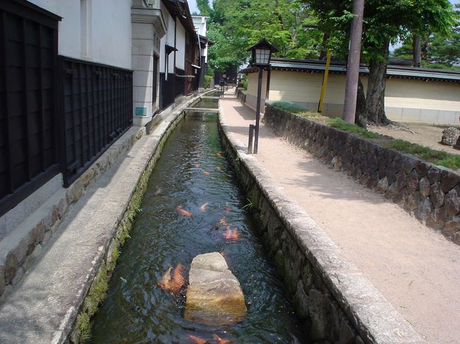 ちまたに有名な飛騨高山の朝市（陣屋前と宮川朝市）を回ってみた。<br /><br />平日なのか、観光シーズンをはずれているのか？<br />出店の数が少なく活気が無い。<br />売る方も観光客が少ないので愛想がない。<br />やはり観光用の朝市は、本物ではないなあ?、と納得。<br />（２年前の夏休みに、陣屋前朝市を初めて訪れたときは、活気があってモモが安くておいしかった。オバチャン連中も元気だっただけに、、、）<br /><br />「道の駅：アルプ飛騨古川」があるので一見しておこうと行ってみた。<br /><br />（途中、高山で国道41号にある「源泉かけながしの湯：ひだまりの湯」てな宣伝文句の施設があったので探していってみた。がっかりだった。6am-9am:600円、それ以外1000円、しかもスーパー銭湯とパチンコ屋が一緒になったようなツクリ。世界危機遺産みたいな「源泉かけながし」がこんな所にあるわきゃないわ。）<br /><br />そのかわり、高山のとなり町にこんなすばらしい街並があったんだ、とウレシクなる飛騨古川を発見した。<br />がっかりの後にウレシイ発見！<br />これが旅行のよきことかな、、、