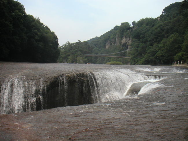 前半の尾瀬岩鞍ゆり園はこちら→ http://4travel.jp/traveler/first-step/album/10083002/<br /><br />尾瀬岩鞍ゆり園を出発して、通ってきた道をもどります。R401を沼田方面へ戻って、尾瀬大橋を右折。R120を沼田方面に戻ります。R120沿いに吹割の滝の入り口と遊歩道があります。吹割の滝にはその上流と下流に一つずつ入り口があり、その間の一角がドライブインやお土産屋さんになっています。時期にもよるのだと思いますが、ほとんどは「無料で車を停めていいから、お土産買ってね」みたいな感じです。以前は、有料だった気がするので、随分気前が良くなったと思います。中程に大きなドライブイン（両側にあります。）があり、そこが停めやすいかなと、思います。小さいとこだと、お土産買わないで出るのは気が引けるので(笑)　どこかに無料駐車場があるらしいのですが、不明です。吹割大橋のとこかな？？？だとしたら、ちょっと入り口には遠いかも。沼田から来た場合は一番奥の左側、尾瀬・日光側から来た場合は一番手前にある右側の駐車場は有料駐車場です。沼田側から来ると、この一角の最後に有料駐車場があります。吹割の滝を通りすぎてしまうので、思わず滑り込んでしまいがちです。ご注意下さい(笑)　ただ、ここは吹割の滝の（上流の）入り口に近いので便利ではあります。<br />　<br />尾瀬・日光方面からやってきた私達ですが、思い切りタイミングを逃し、大きなドライブインに入りそこねました。吹割の滝入り口付近の一角を通りすぎてしまいそうになり、最後の一件にギリギリ滑り込みました。レストランだし、車も置けるし、ここで昼食を頂くことにしました。洋風レストランで、定食類も充実していました。外の看板にはピザとハンバーグの宣伝をしていたので、それを頂くべきだったと、今になって冷静に考えると思います。その時は、なんかちょっとご当地ものが食べたくて、私は吹割そば（￥870ぐらい）を頼んでしまいました。母はトマト・カレー。トマトカレーはそれなりでしたが、蕎麦は「蕎麦屋」で食べるべき（？）だったかな。そのお店に合ったモノを頼まないと駄目ですよね。ハンバーグ＆ステーキ・レストランで、いつもシーフードドリアを食べる母にあきれていたのに、今日は私がそれをやってしまいました。今日は、どうも食に縁がないようで。。。(T_T)<br /><br />車は置いたままにして、吹割の滝に向かいます。ここから下流にある入り口は直ぐです。今回は下流の入り口から吹割の滝に向かいます。途中の売店ではとうもろこし、トマト、岩魚の塩焼き、乾燥食材、おみやげ等、いろいろ売っています。トイレもあります。<br /><br />母が入り口手前のお土産屋でトマトとインゲンを買いたいというので、浮島が見えるあたりまで行って、引き返してきました。トマトとインゲンを購入して車に戻り帰路へ着きました。<br /><br />吹割の滝を出たのは三時前。温泉に寄っていこうと思ったのですが、未だ日が高く暑かったので「せっかく温泉に入っても汗かいちゃうなぁ。。。」って。「それも、もったいないなぁ。。。」と思い、地元に帰ってからお風呂に行く事にしました。でも、今思うと、出掛けた先で行ったほうが正解でしたね。地元にはいつも行ってる訳ですから、いろんな所に行ったほうが面白いですものね。失敗、失敗(^^ゞ<br /><br />帰りの沼田ICに向かうR120は少し混み気味でした。ここは一本道なので、渋滞しがちな道みたいです。2003年のマップル群馬に乗っていた口コミ情報を思い出して、昭和ICへ向かうことにしました。看板に昭和ICと出ている所が2、3箇所あるので、混んでいる時は抜けてみるのもいいかもしれません。ナビがあれば最高ですが、とｋろどころに看板は出ています。私は、ちょっと迷った経験もあります。<br /><br />今回は迷うことなく昭和ICから関越に乗りました。早い時間なのに、関越はかなりの渋滞。早めに出てよかったです。地元の温泉に寄り汗を流してから、よく行くファミリーレストランで夕食を食べました。決して超美味しくはないけれど、間違いはないところ。やっと満足いく食事ができて嬉しかったです(^^)v<br /><br />沼田市利根町振興局<br />〒378-0398 群馬県沼田市利根町追貝37番地　<br />商工観光課<br />TEL：0278-56-2111<br />FAX：0278-56-3674<br /><br />利根町観光協会<br />TEL：0278-20-5050<br />FAX：0278-56-3350<br /><br /><br /><br />沼田市の吹割の滝についてのホームページ： http://www.city.numata.gunma.jp/tone/sightseeing/s_page01.htm<br />利根町商工会のホームページ： http://www1.ocn.ne.jp/~tonesyok/chiiki/t3/t3.htm<br /><br />