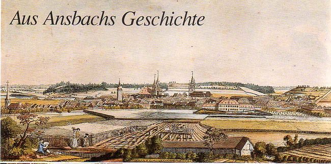 アンスバッハの歴史は、748年　ベネディクト派の修道院が創設されたのに始まる。当時はOnoldsbachと云っていたらしい、後に是の修道院と付近の集落が一緒になり、1221年、初めて街としてアンスバッハの名前が記載された。1331年　ホーエンツオーレン家が　神聖ローマ帝国皇帝から領地を授けられ、ここに居住。<br />