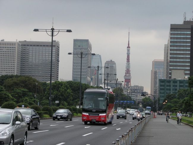 ９月２９日、東京に所用で出かけたついでに久方ぶりにウォーキングをした。　東京駅の丸の内側に出てから大手門の方向に歩いた。　というのは東御苑に行きたかったからである。　残念ながら、閉園日であったので日比谷公園に目的を替えて祝田橋方面へウォーキングすることにした。　東京駅から大手門経由して祝田橋までは約１．８キロである。<br />このコースもウォーキングをするのに素晴らしいことが解った。<br />内掘通りは東京駅より皇居外苑に広がる銀杏並木と枝振りの良い松とが交わるところにあるのでのびのびとした雰囲気が漂っている。<br />しかも、主要な通りであるので車の通りも多く、中には赤色のオープンカー方式の観光バスが走っている風景は素晴らしい風景であった。<br /><br /><br />＊写真は内掘通りの風景
