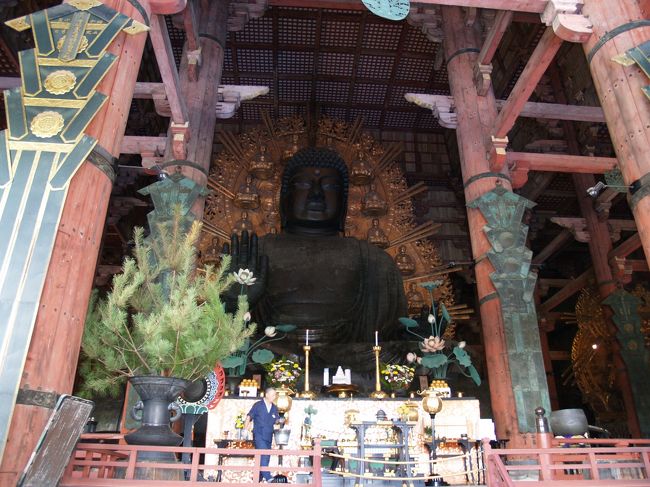 奈良公園周辺めぐりも、最後の目的地「東大寺」へ。<br /><br />朝から歩き続けて、万歩計もすでに一万五千歩を超えています。<br /><br />