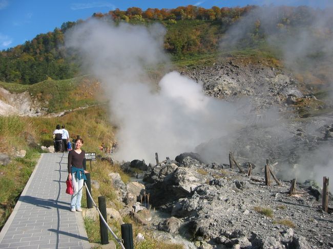 夫と二人で八幡平の紅葉を見に行きました。宿泊先は八幡平ハイツ。じゃらんで予約しました。チェックインの時間には少し早いので、八幡平をドライブ。途中、すごい煙が見えたので、近くに寄ってみると温泉でした。日本秘湯を守る会の「ふけの湯」です。以前、テレビで見たことがありました。(ちなみに夫と私は秘湯の会のＣＳ番組を録画して見ています。)さっそく、立ち寄り入浴しました。お風呂はワイルドな野天風呂で、ほとんど貸しきり状態。温泉からあがっても体の熱で車の窓が曇るくらいでした。<br />八幡平ハイツは露天風呂がよくて、ライトアップされた庭園に癒されます。お食事は部屋食ではなく、少々ビジネスライクな感じもしましたが、おいしくお腹がいっぱいになりました。<br />次の日は温泉めぐり。乳頭温泉、玉川温泉、藤七温泉、安比温泉と4箇所の温泉を回りました。特に乳頭温泉鶴の湯はあこがれの温泉でいつか行ってみたいと思っていたんです。乳白色の温泉につかり、天気もよく、気持ちよくうとうとしてしまいました。今までで最高に気持ちいい温泉でした。玉川温泉は湯が激しく噴出していて、驚きました。観光バスがたくさん来ていて、混んでいそうなので温泉には入りませんでした。藤七温泉は露天から駐車場が丸見えで、のぞかれてしまうのでは？と思ったのですが、岩手山が一望でき、ぬるめのお湯が気持ちよく、細かいことは気になりませんでした。<br />2泊目はトクーで予約した安比高原の「ラズベリーハウス木いちご荘」にしました。食事はボリューム満点、特にきのこの五穀米釜飯がおいしかった。手作りの果実酒は飲み放題でした。私のお気に入りはあけび酒、初めて飲みました。これで一人５４００円は安いと思います。前の日に泊まった宿より食事がよかったくらいで、値段は３分の１ぐらい。トクー、見直しました。また利用したいです。<br />３日目は岩手の観光をしました。まず小岩井農場。ここのＳＬホテルに子供の時に泊まったことがあり、昔の家族旅行をしのんでチーズケーキを食べました。次に中尊寺。金色堂は豪華でしたが、思ったより小さかったです。宝物館の「金色堂修復」ビデオを見ましたが、ミイラは出てきません。夫ががっかりしていました。「自分が金色堂を建てるなら、螺鈿の装飾はいいから、とにかく大きく作る！」彼らしいコメント、納得です。<br />３日間、ずっと快晴、２７歳の誕生日記念旅行でした。<br />