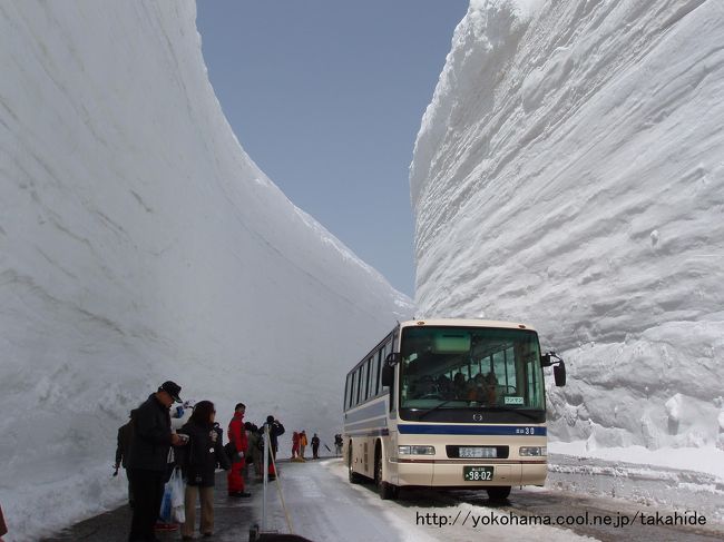 立山黒部アルペンルートの全線開通日に行ってきました。<br />室堂はまだ雪で真っ白。晴天だったのでしばらく外を歩いていると目が痛くなりました。