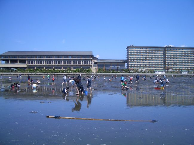 　少し前の話になるが、2006年に行った旅行の中で、記述しておきたいことを投稿していこうと思う。ゴールデンウイークを利用して群馬から家族5人（子供3人）で、木更津の龍宮城ホテル三日月に出かけた。温水プールも広く、ファミリーで宿泊するには都合の良い所である。<br />　ただ、個人的に残念なトラブルに会ってしまった。ホテルの送迎バスが木更津駅からでているのだが、この日（５月３日）は多くの人が駅で待っていて、列を作っていた。私たちは先頭に近く並んでいたのだが、やっとやってきた送迎バスから添乗員（女性）が降りてきて、＜お待たせしました。ご乗車下さい。＞と言うだけで、客の誘導をしないため後から来た人がいっせいに乗り込んでしまった。私たちも、あわてて乗車し何とか乗れたが、補助席をほとんど使用するほどの満席だった。そしてホテルに着いて降りたとき、持参していたポータブルＤＶＤプレーヤー（＋ＤＶＤ）がなくなっていることに気づき、すぐにバスの中を探したがどこにも無かった。バスに乗車したときには荷物が多いため、網棚に置いたはずなので、満員に乗じて誰かに持っていかれたのでしょう。それにしても、ホテルには、バスの添乗員が客の誘導を最低限でもできるように指導してほしいものだ。それ以後は当然のことながら沈んだ気分になってしまった。<br />　さて、龍宮城ホテル三日月は、駐車場のすぐ横から潮干狩りのできる海岸が拡がっている。用具も現地でそろうので、気軽に子供たちと潮干狩りを楽しむことができた。日帰りで潮干狩りに来ている人も多かった。潮干狩りのあとは、ホテルの大きい入浴施設、広い温水プールで遊び、館内のゲーム施設も充実していたので、私たちのような子連れのファミリーにはとても有用なホテルであった。<br />