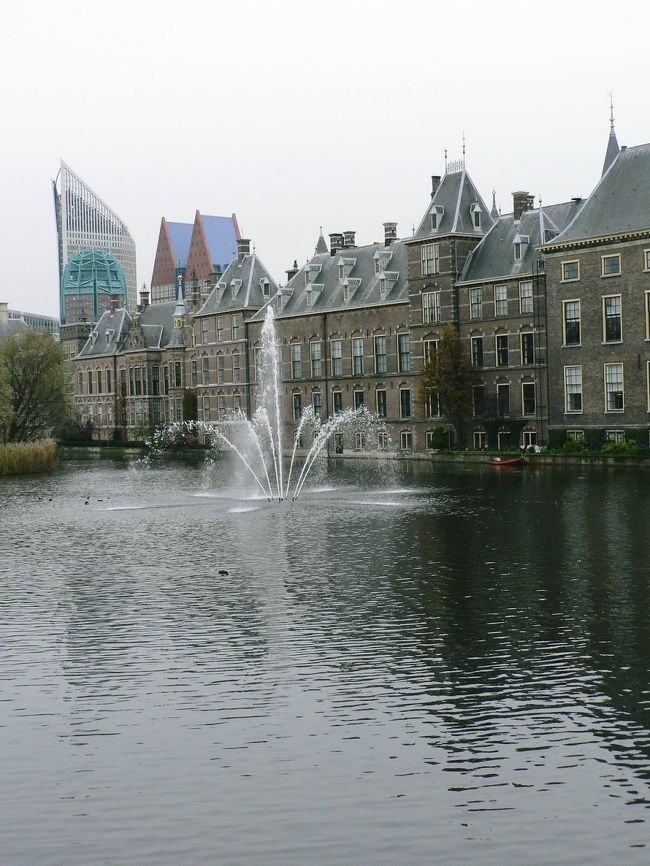 １１月１９日はデン・ハーグに行った。デン･ハーグはアムステルダム、ロッテルダムに続く人口約５０万人のオランダ第三の都市で国会議事堂、、王室の宮殿、中央官庁、各国の大使館などを擁する政治の中心都市。　また、国連機関であり雅子妃の父小和田恒氏が判事を務める国際司法裁判所や国際刑事裁判所、１９９１年以降の旧ユーゴスラヴィア内戦での残虐行為を裁く旧ユーゴスラヴィア国際戦犯法廷等の重要な国際機関も置かれている国際的にも重要な機能を持った都市だ。<br />街の中心・ビネンホフで国会議事堂などを見学した。ビネンホフの近くには日本の皇室とも親交があるベアトリックス女王の宮殿がある。日本とオランダ皇室の親交は良く知られ、皇太子ご一家が２００６年８月１７日から３１日までアペルドールンにあるベアトリックス女王の宮殿で静養されたことは記憶に新しい。<br />ビネンホフから美しい街並みを見ながらフェルメールの絵で有名なマウリッツハイス美術館などを訪問した。<br />アムステルダムからデン・ハーグへ来る列車の中で会った日本に詳しいオランダ青年から、ライデンのシーボルトハウスの見学を薦められたので、アムステルダムに戻る計画を変更してライデンに向かった。<br />（写真はビネンホフ前の池周辺の光景）<br />
