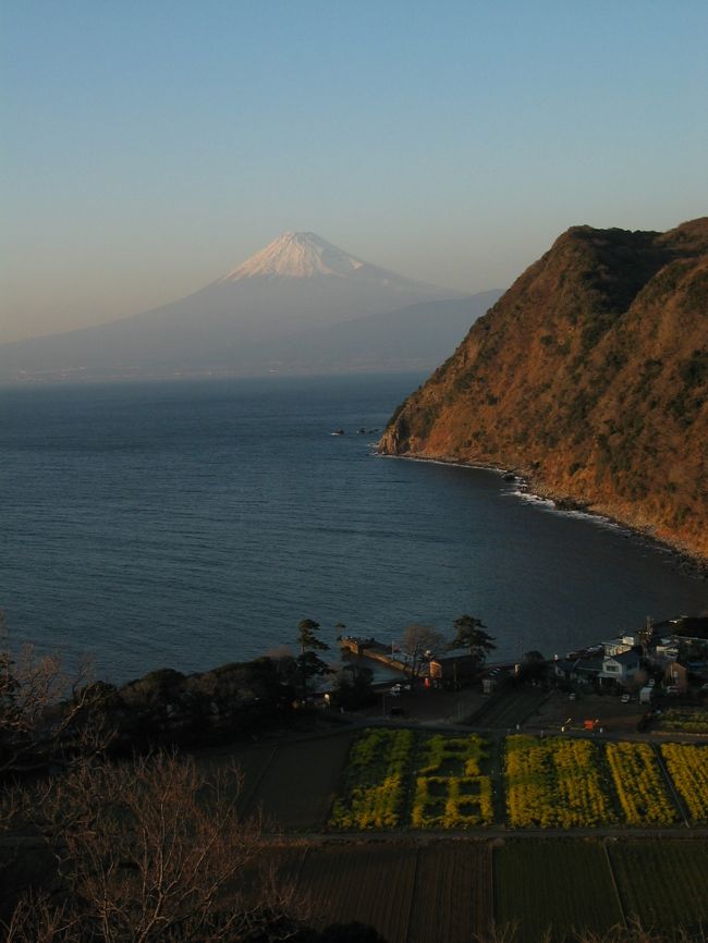 ■沼津アルプスハイキングのあと西伊豆の海岸線をドライブ。赤く染まる富士山と駿河湾に沈む夕日を堪能しました。