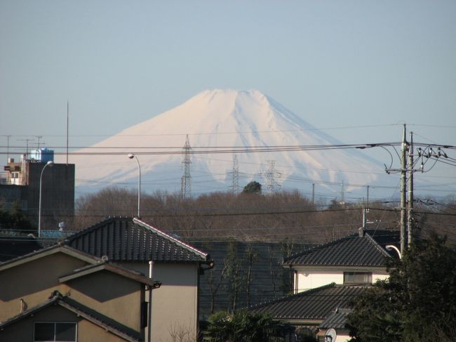 ２月２４日、９時ごろに遅い起床をしてみると快晴で強風が吹いていたので美しい富士山が見れた。<br />久しぶりにくっきりとした富士山が見られて嬉しかった。<br />今日は良いことがありそうである。<br /><br /><br />＊写真は美しい富士山