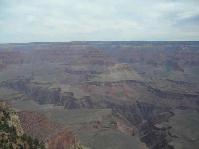 無事にHOOVER DAMを走りぬけひたすら東へ東へ。。。。砂漠地帯も終わりるころ北上しいざグランドキャニオンへ！！ついたころにはあたりは真っ暗。もうすでに日は落ち夜中でした。しかもグランドキャニオン周辺はホテルが少なく大変。事前に予約していけばよかったと大後悔。。。。５０ＫＭ戻った名もない町のＭＯＴＥＬになんとか入ることができ就寝。。。<br />翌朝は天気もよく大展望を眺めることができおまけに強風の中ヘリを貸切大冒険気分！！<br />しかし強風の中のヘリは怖かった