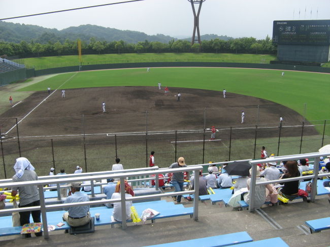 東海地方の社会人野球のメッカ、岡崎市民球場で、８７回都市対抗野球の予選（順位決定戦）の観戦に行きました。<br />とても大きい球場でした。<br />一応旅行サイトなので、行く時の様子も載せてみます。