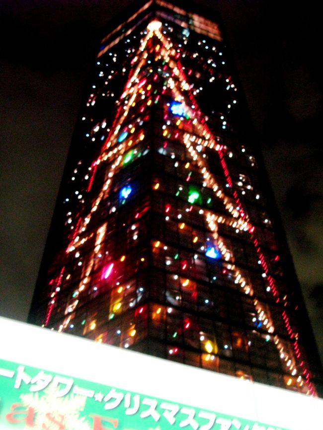 千葉港の展望塔にはイルミネーションが11月17日から輝きます。日本一高いクリスマスツリーとのこと・・。東京湾アクアライン、幕張新都心地区、港湾、工場施設群など夜景も見ごたえがあります。<br /><br />千葉ポートタワークリスマスファンタジー2007 <br />タワーの壁面に描かれたビッグツリー。周りで瞬く電球がまるで舞い降りる雪のよう<br />・開催期間 2007年11月17日〜12月25日 <br />・点灯時間 17時〜20時(12月23〜25日は〜24時) <br />・電飾数 約3,500球 <br />・千葉ポートタワー 043-241-0125 <br /> 千葉県千葉市中央区中央港1丁目 <br />
