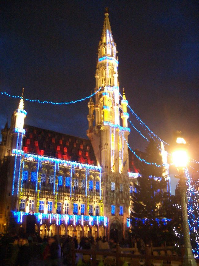 大好きな国ベルギー☆<br />実を言うと今回ブリュッッセルに寄ったのは、お気に入りのショコラティエで大好きなチョコレートを買い溜めするため・・・<br />だったのですが、偶然にも「市庁舎光のイルミネーションショー」を見ることが出来ました！！<br />これがこの世のものとは思えないくらいすっごくキレイで大感激！！<br />この旅一番の思い出となりました。<br /><br />☆☆クリスマスシーズンのヨーロッパ大周遊の旅〜世界のクリスマスを見に〜☆☆<br /><br />11月16日　成田→コペンハーゲン<br />11月17日　コペンハーゲン<br />11月18日　コペンハーゲン→ウィーン<br />11月19日　ウィーン<br />11月20日　ウィーン<br />11月21日　ウィーン→ベネチア<br />11月22日　ベネチア<br />11月23日　ベネチア→フィレンツェ<br />11月24日　フィレンツェ<br />11月25日　フィレンツェ→ミラノ<br />11月26日　ミラノ→バーゼル→コルマール<br />11月27日　コルマール・リクヴィル・リヴォ−ビレ<br />11月28日　コルマール・カイゼルスベルク・エギスハイム<br />11月29日　コルマール・リクヴィル<br />11月30日　コルマール→ストラスブール<br />12月 1日 ストラスブール<br />12月 2日　ストラスブール→パリ<br />12月 3日　パリから日帰りでブリュッセル・ブルージュ<br />12月 4日　パリ<br />12月 5日　パリ<br />12月 6日　パリ→コペンハーゲン→成田<br />12月 7日　日本に帰国<br />