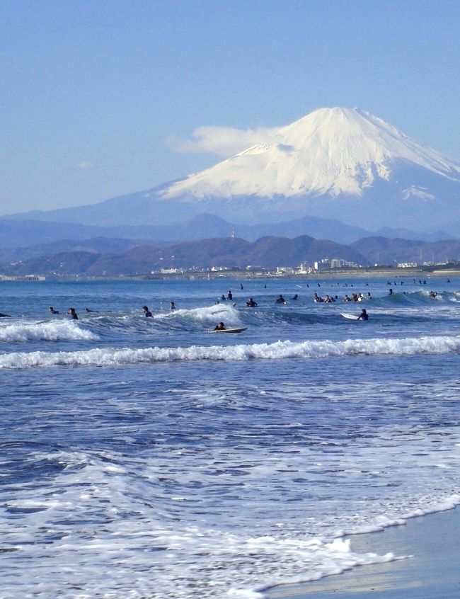 2008年新春の湘南はお天気の良い穏やかな日が続き、気温は低くても陽射しが暖かで、富士山も一層美しくそびえていました。<br />普段のお散歩コースの延長のような記録で、旅行記とも言えないのですが、湘南の初春のご紹介です。