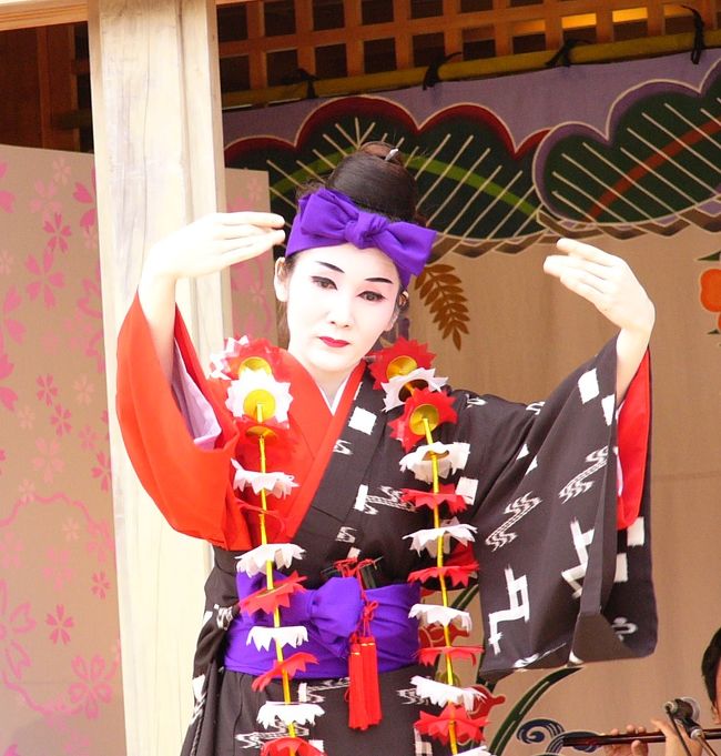 今年の花まつりは少し淋しい。<br />去年が派手だったせいでしょうか。<br />県内数か所に分散した為だそうです。<br />予算も分散したのでしょう。<br /><br />その分無料で見る事の出来る琉球舞踊が華やかでした。<br />