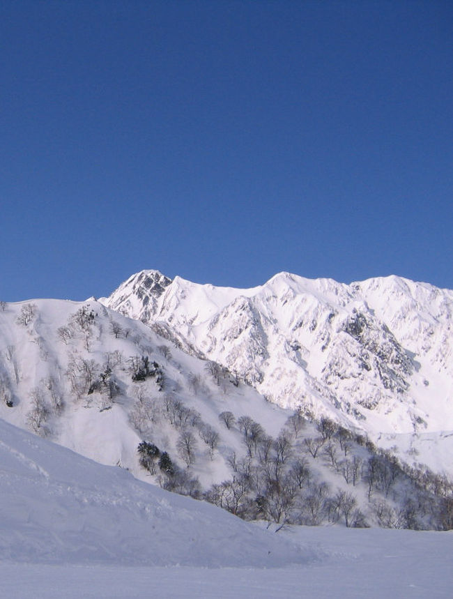 Hakuba 47 から白馬五竜へはトップで繋がっている。<br />五竜岳を真横に眺めながら稜線を移動する。<br />ここで私は、何故だかクラクラとしてしまった。<br />迫り来るゴツゴツとした岩肌と真っ白な雪の壁に引き込まれるような気がしたのだ。<br /><br />かなり離れているのだが、3,000ｍ近い名山を間近で観るとド迫力である。<br />リフトに座っていても、何か魔法にかかったようにフリーズ！<br />平坦に近い連絡コースの歩行は、早くこの場を立ち去らなければ・・・と焦った。<br />嫉妬する魔女でも住んでいるのだろうか？（あはは・・・）<br /><br />もしかしたら単なる、高所恐怖症なのかも知れない。<br /><br />2008年3月〜2010年2月の3回分、久々ピーカンの五竜＆47です。<br /><br /><br /><br /><br /><br /><br /><br /><br />　