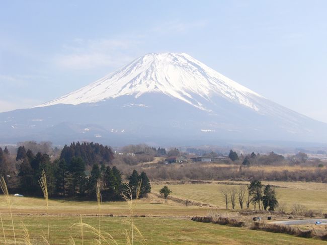 すっかり、春めいた陽気に 雪山隊長のテンションは<br />少々 下がり気味。 今シーズン 滑走日数 20日まで<br />あと 3日。 ここまできたら 何とか きりよく<br />”今シーズンは 20日 滑りました” と終わらせたい。<br />3/14(金) のホワイトデーは 大雨 翌土曜日の朝、<br />富士山見たら 裾野まで 真っ白じゃ ないですか！　<br /><br />雪山隊長の血が騒ぐも、金曜の大雨と高い気温に<br />ゲレンデ状態は最悪かも？ と思いながらも <br />サクット 行ける、お隣の山梨県は笛吹市にある<br />カムイ御坂スキー場へと 今シーズン2度目の<br />スキーに 行って参りました。<br /><br />いつも雪山転戦日記には板の写真を表紙に<br />使うのですが、今日は 撮り忘れてしまい、<br />帰りに人穴付近で撮影した富士山です。<br /> （富士山の西側になります。）<br /><br /><br /><br />