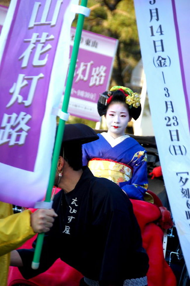 東山花灯路の舞妓さんの人力車の行列